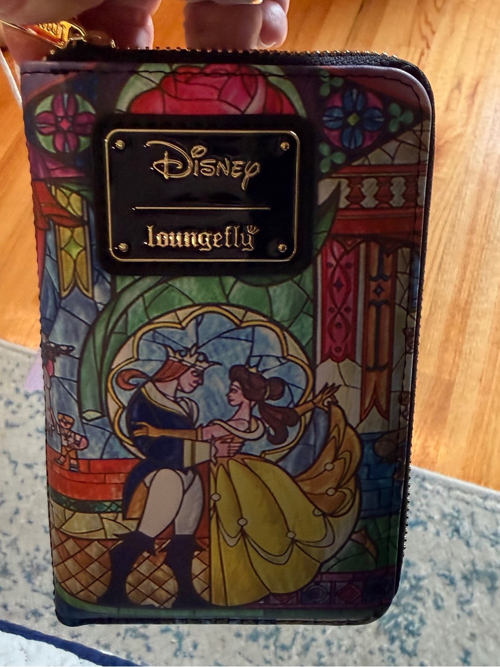 Disney Loungefly Belle Stained Glass Zip Wallet - Yellow/Multicolor